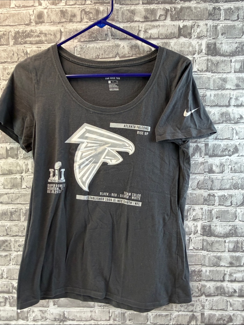 Nike Black‎ Atlanta Falcons Graphic Tee with Silver Logo
